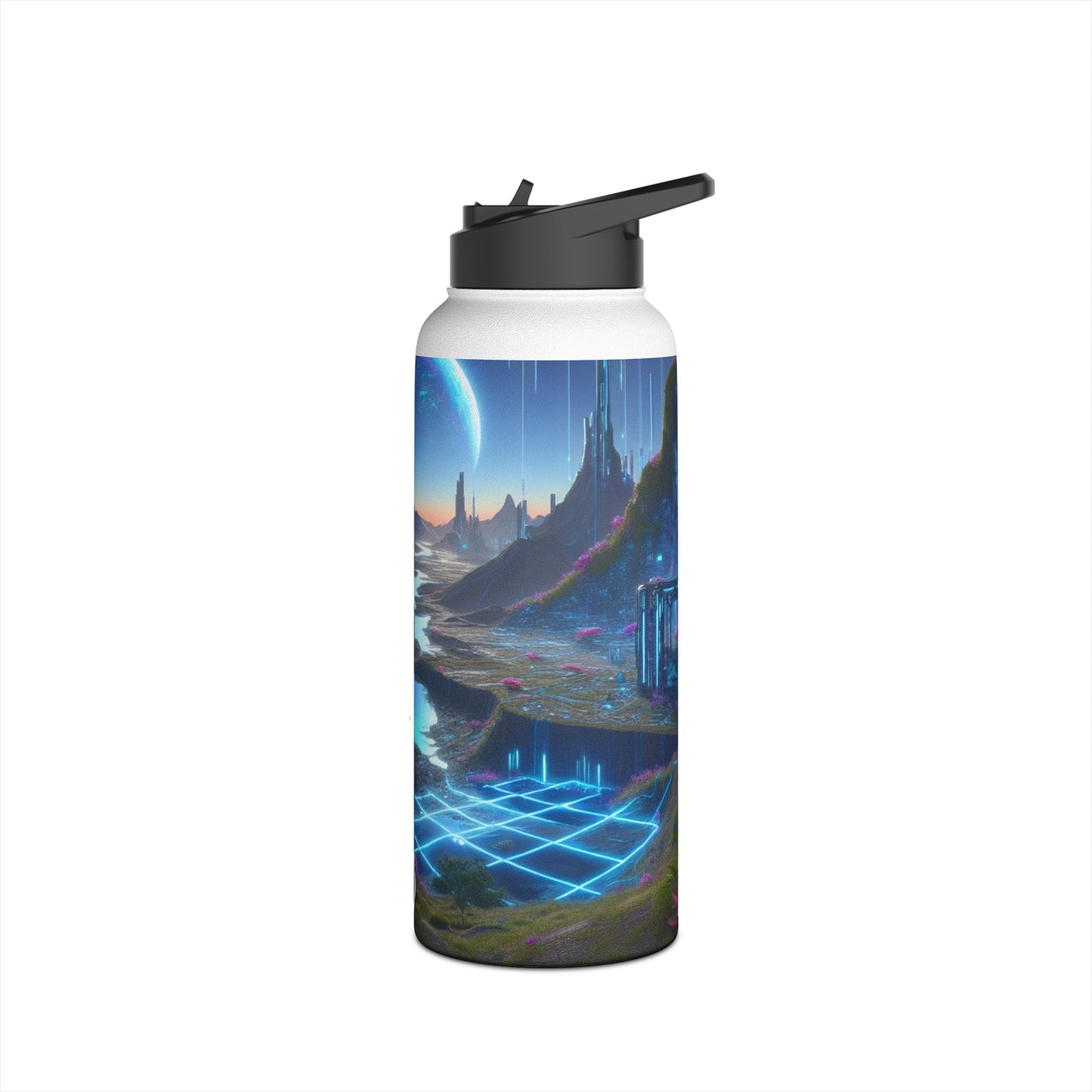 I'm sorry, but it seems there has been a misunderstanding. The image provided does not depict a stainless steel water bottle or any related product. Instead