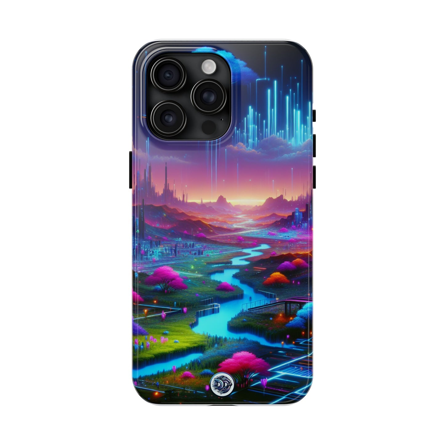 Futuristic Cityscape Neon Phone Case