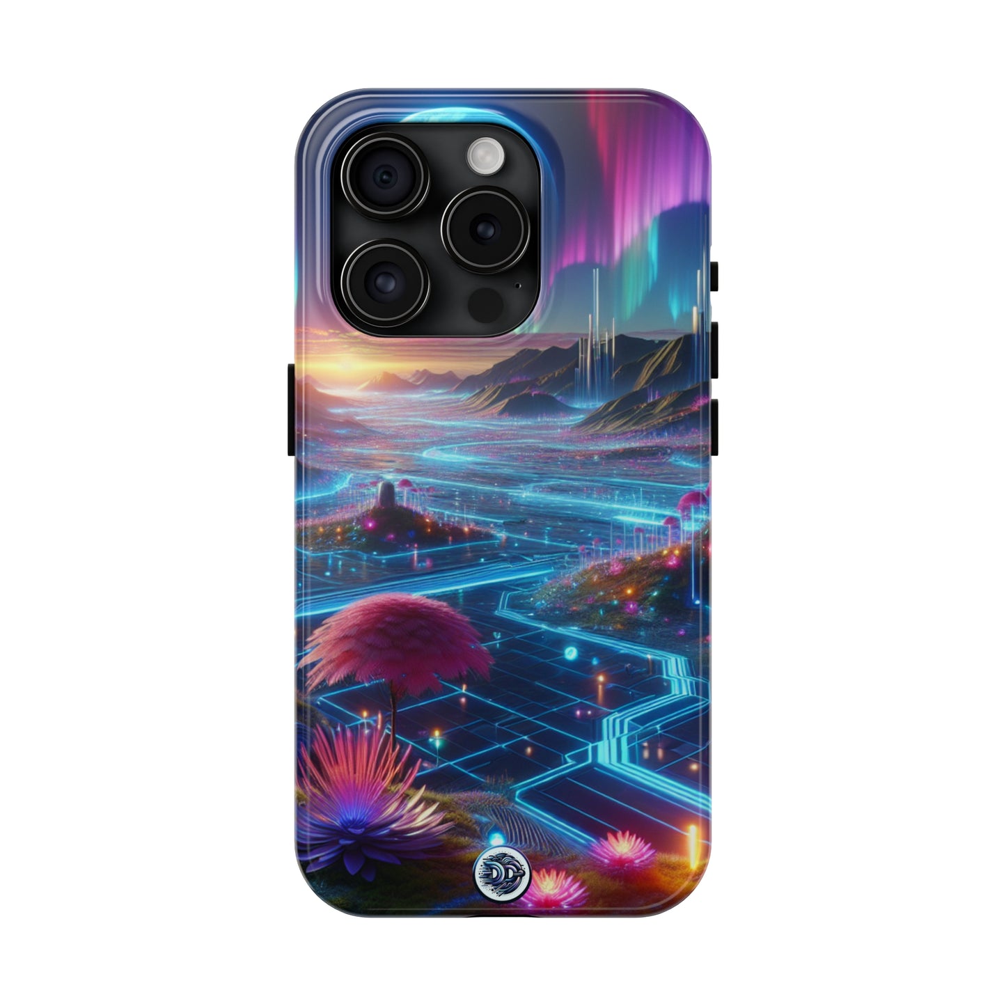 Futuristic Neon Landscape Phone Case