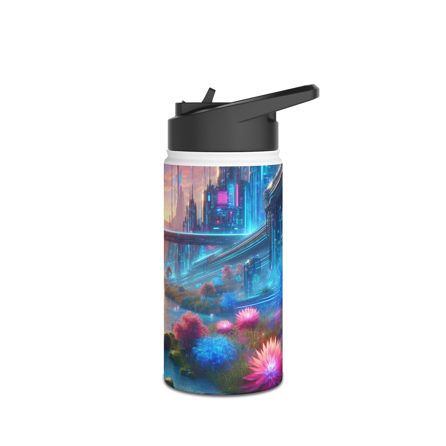 Futuristic Cityscape Water Bottle