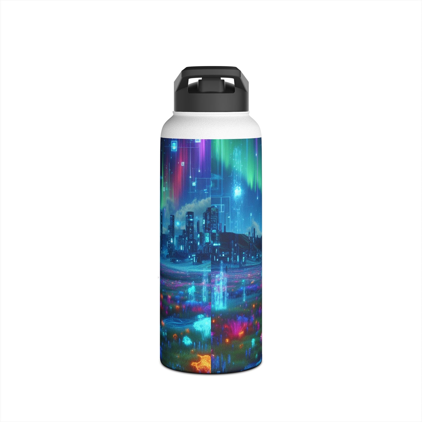 Futuristic Cityscape Water Bottle