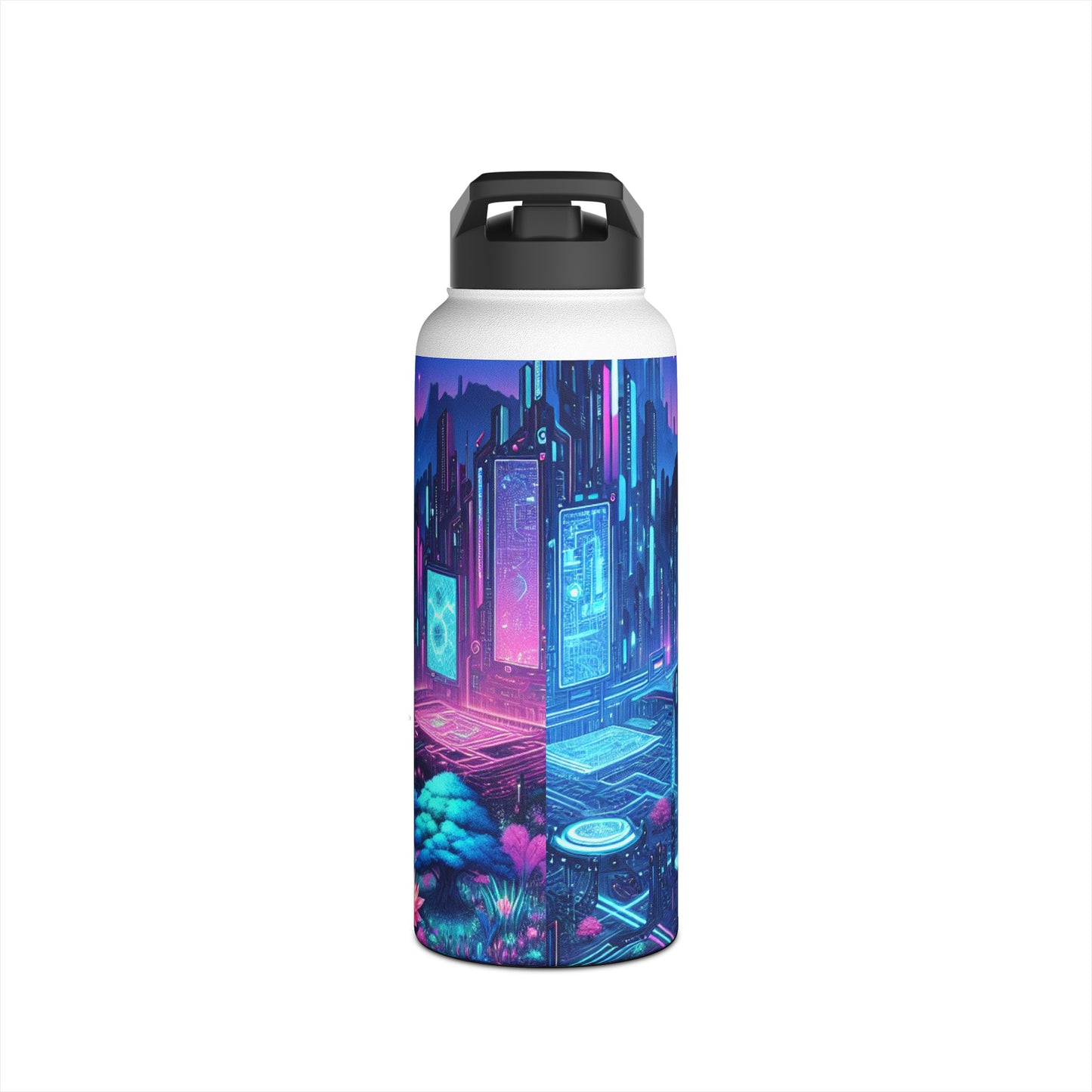 Futuristic Cityscape Water Bottle
