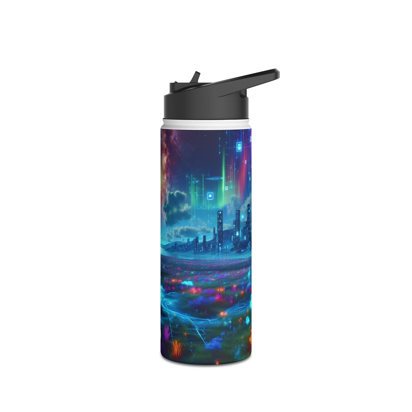 Futuristic Cityscape Water Bottle