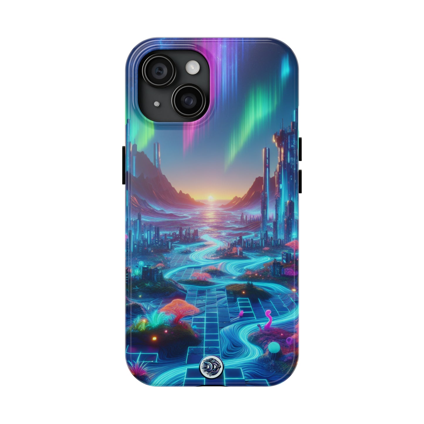 Futuristic Aurora Cityscape Phone Case