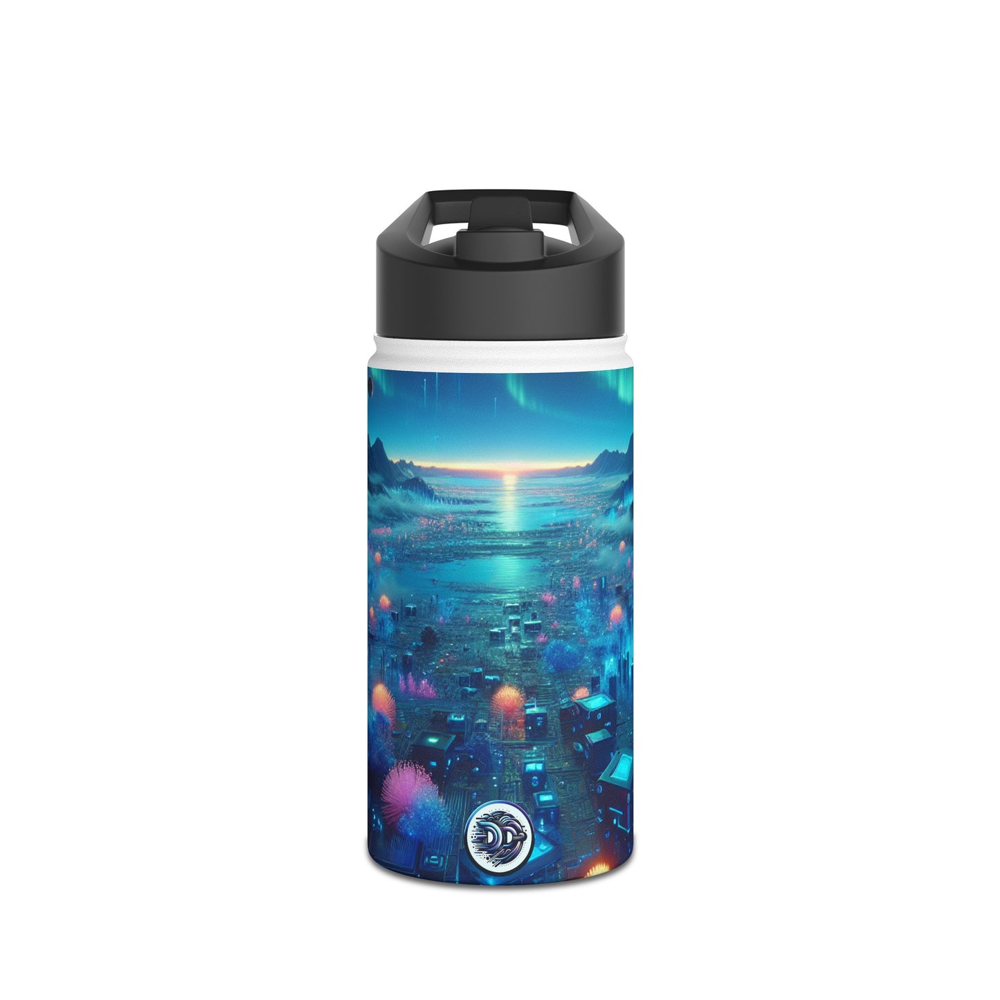 Futuristic Cityscape Water Bottle