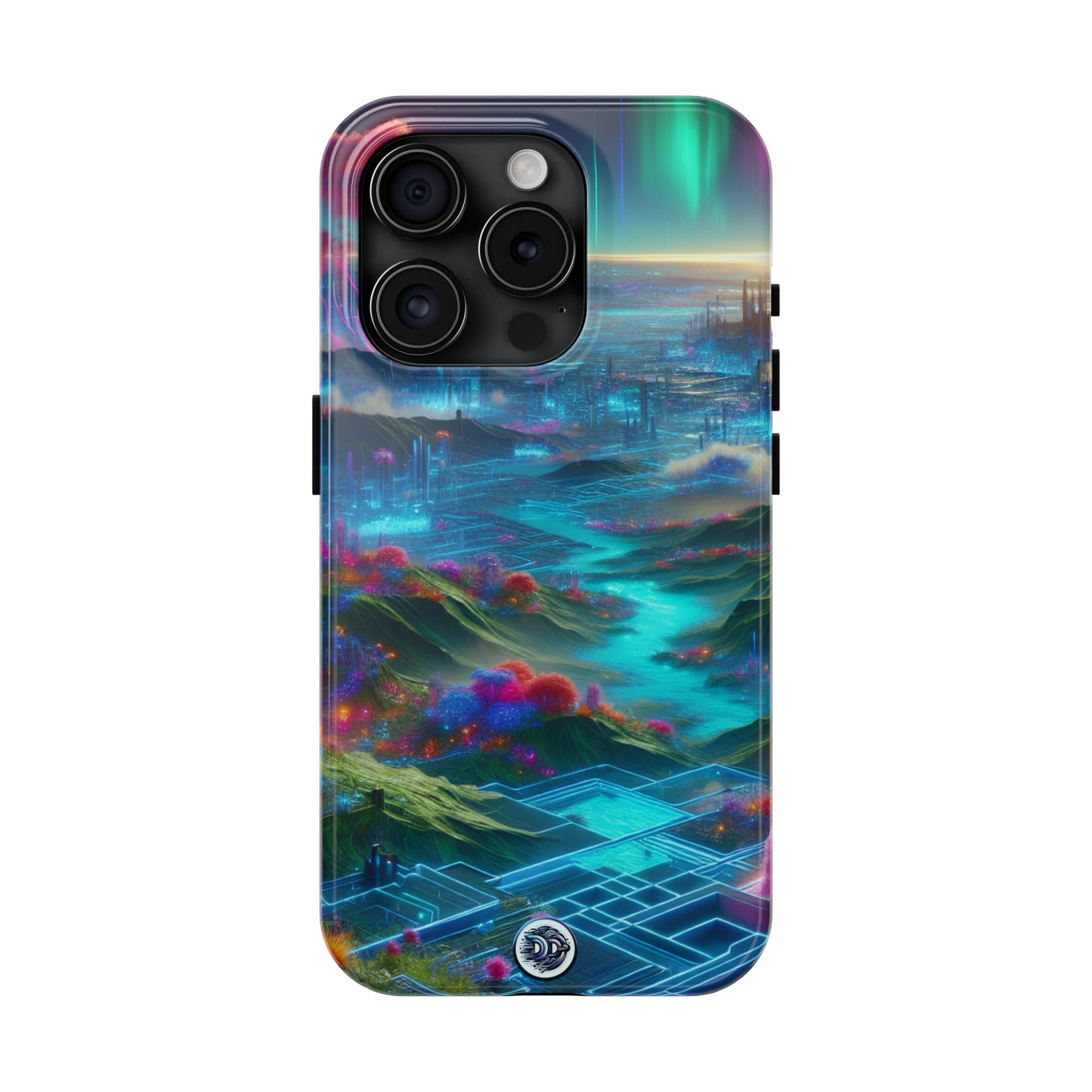 Futuristic Neon Landscape Phone Case