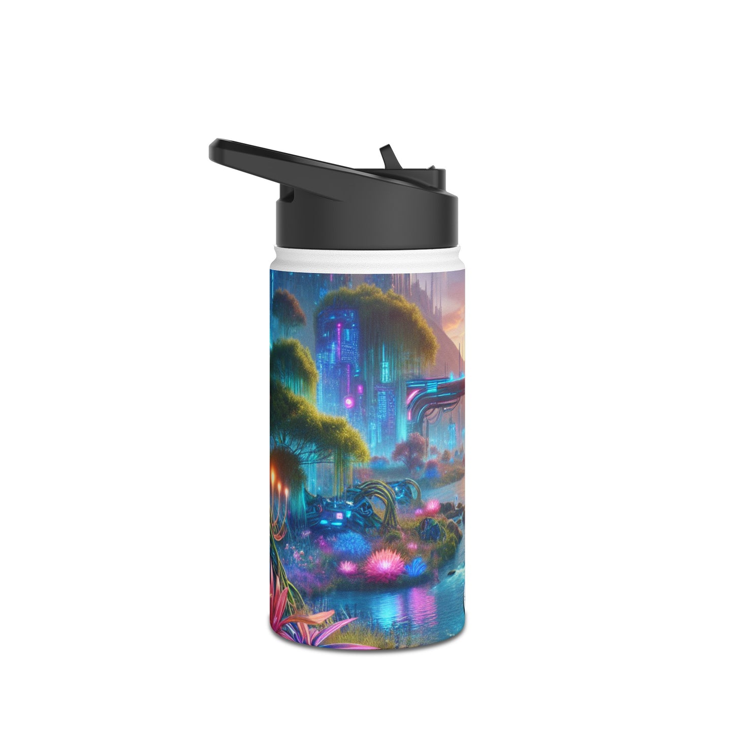 Futuristic Cityscape Water Bottle