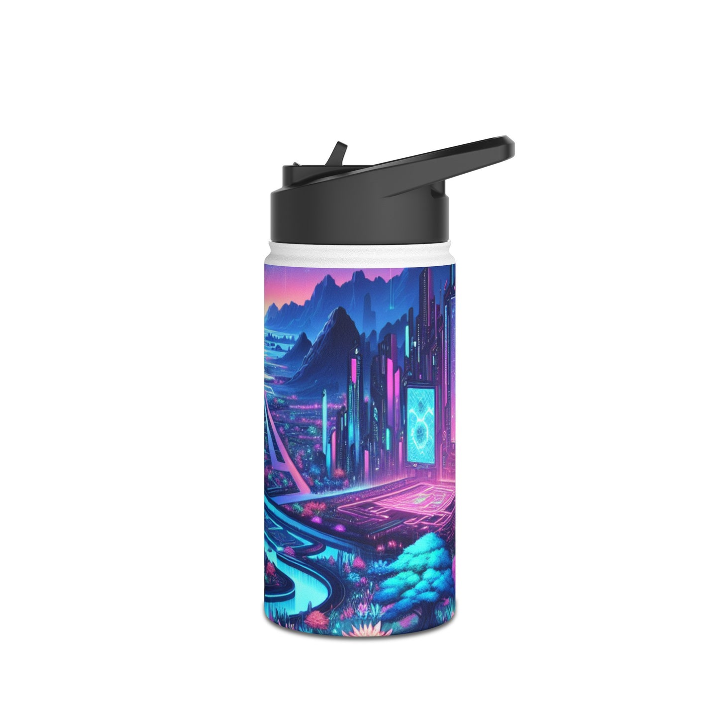 Futuristic Cityscape Water Bottle