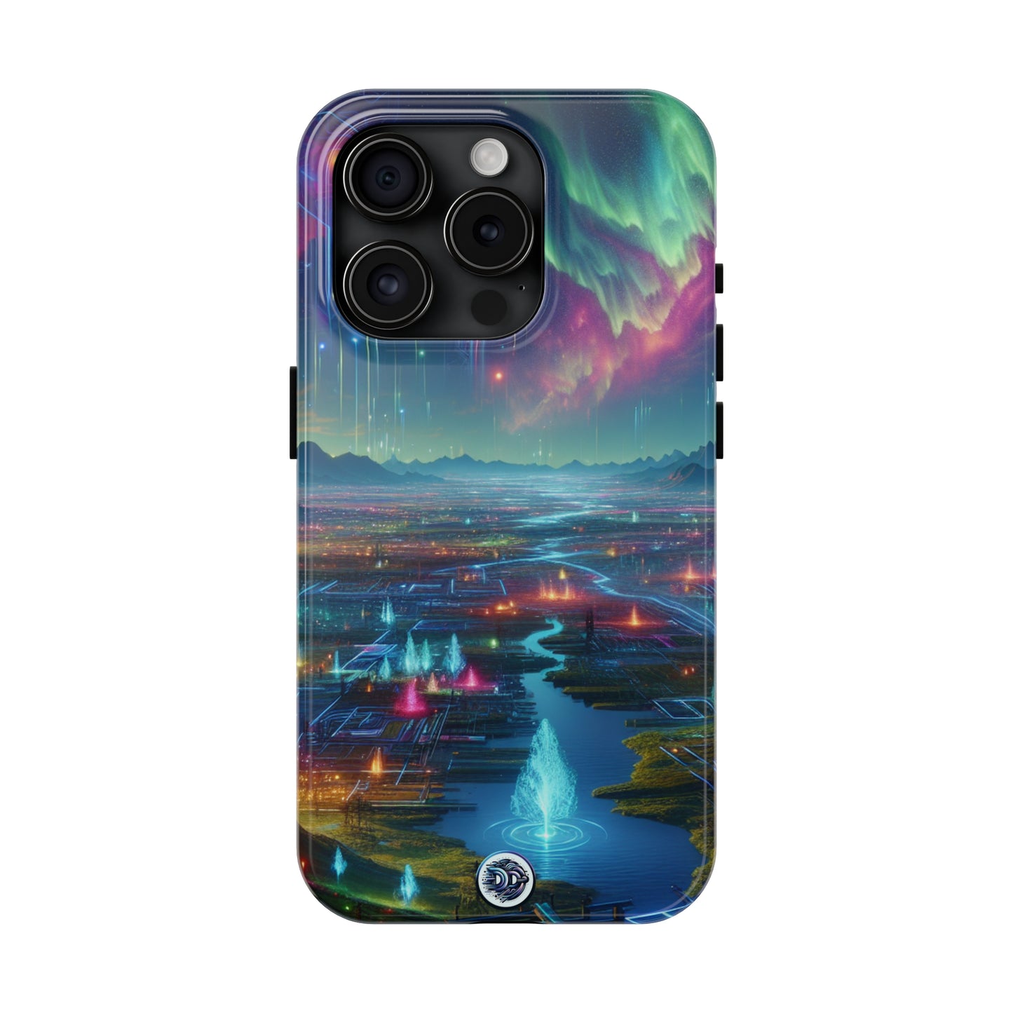 Futuristic Cityscape Aurora Phone Case
