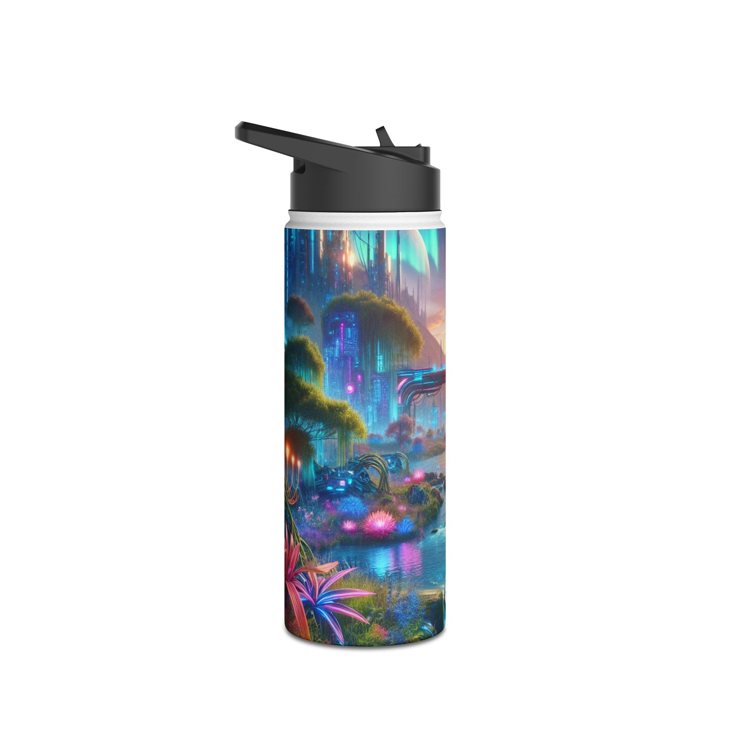 Futuristic Cityscape Water Bottle