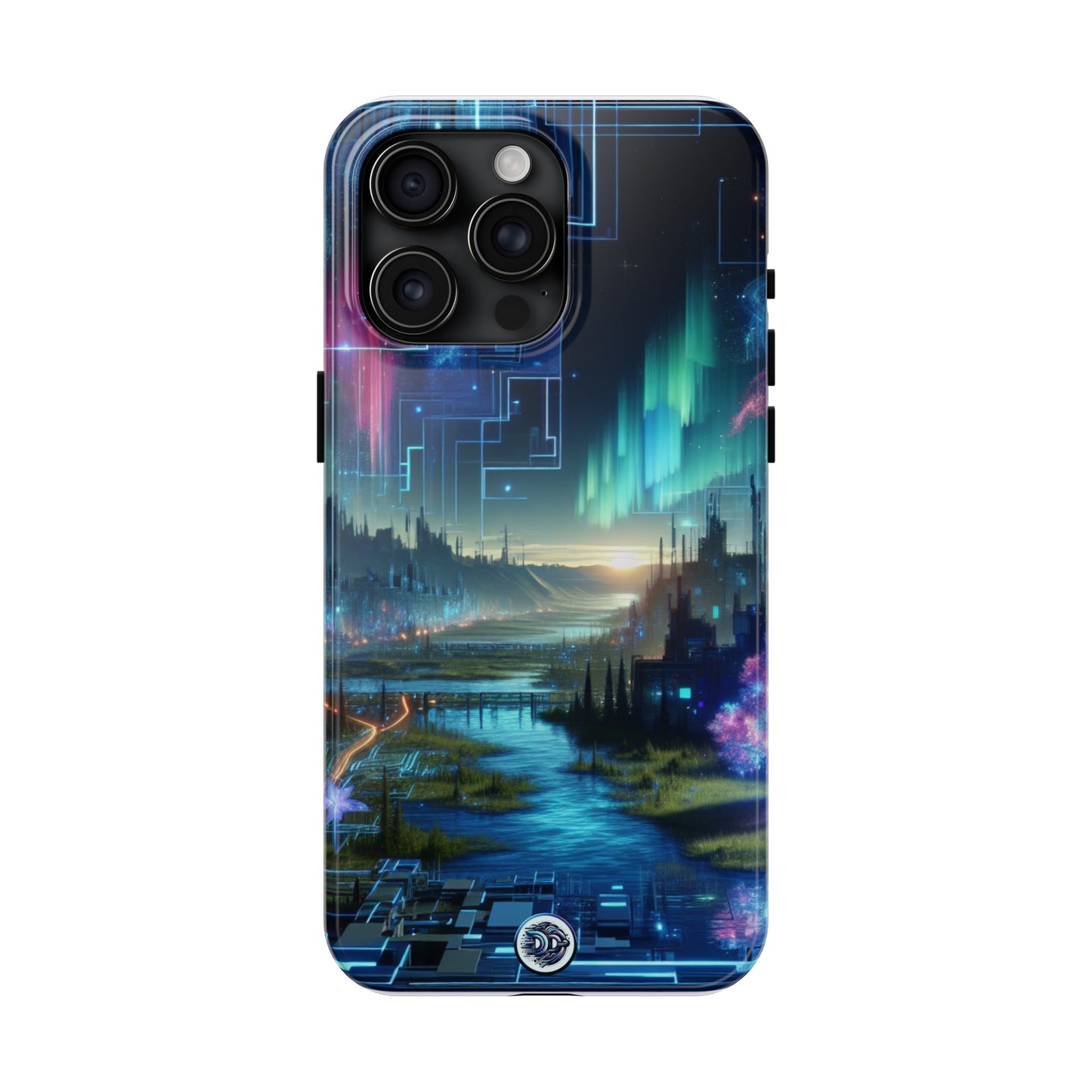 Cyber Aurora Cityscape Phone Case