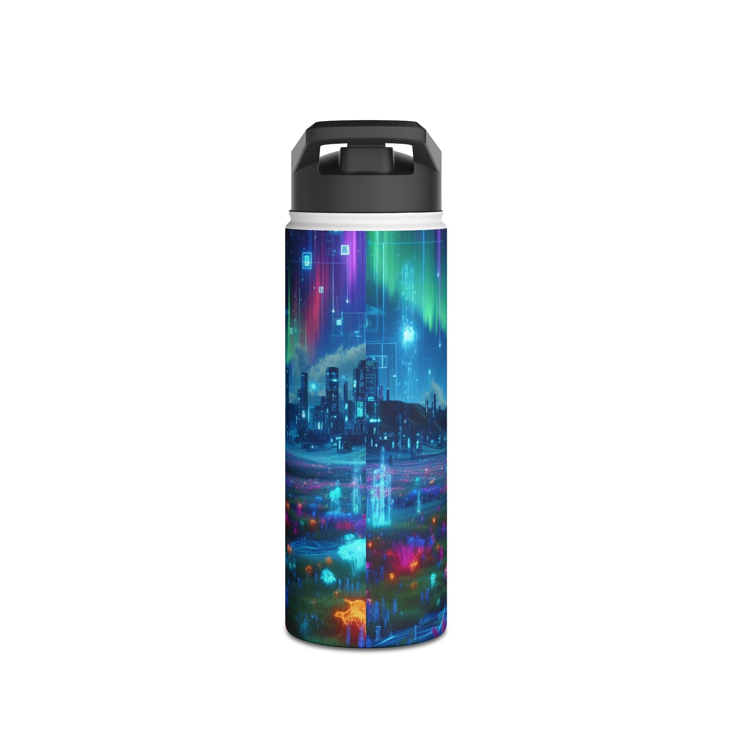 Futuristic Cityscape Water Bottle