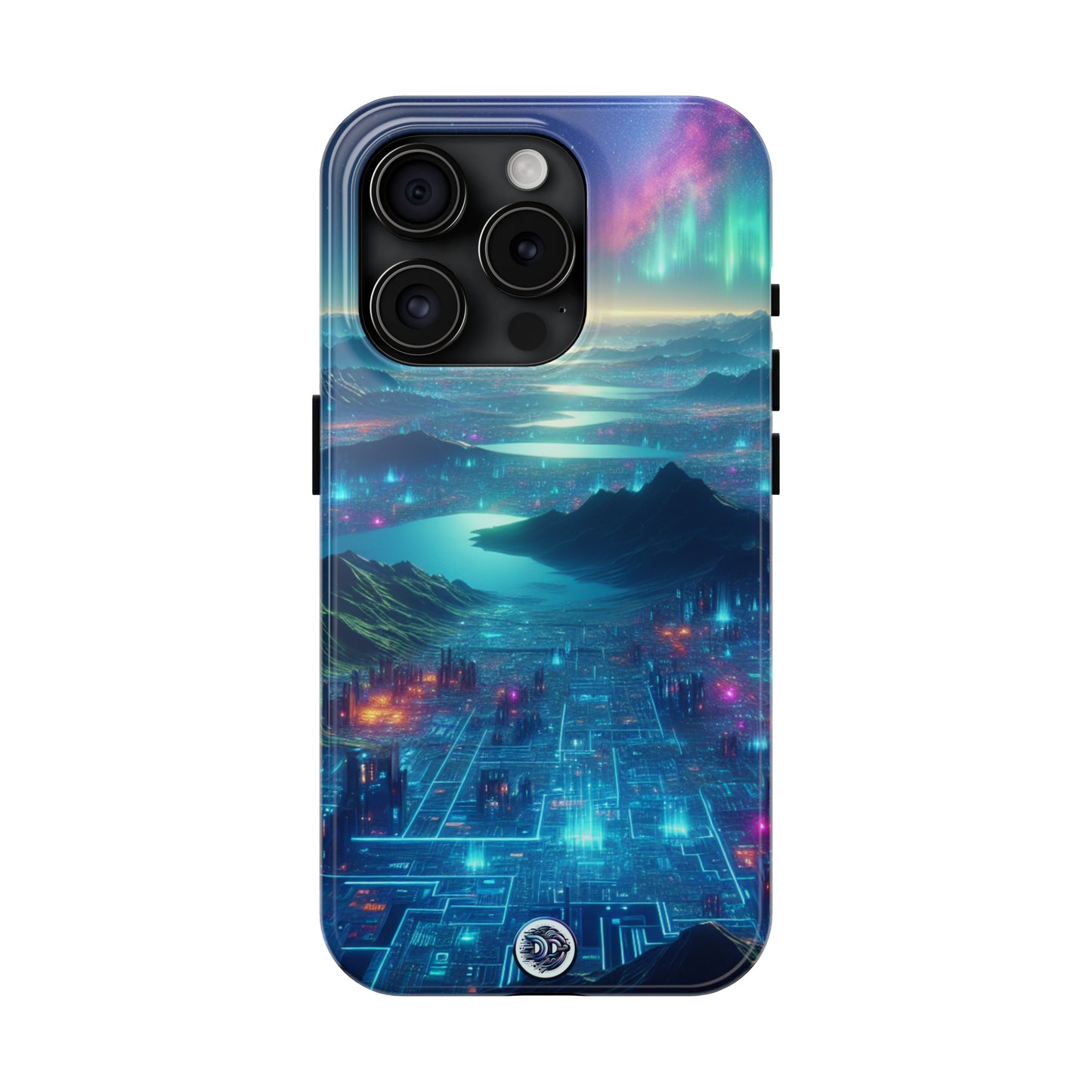 Futuristic Cityscape Aurora Phone Case