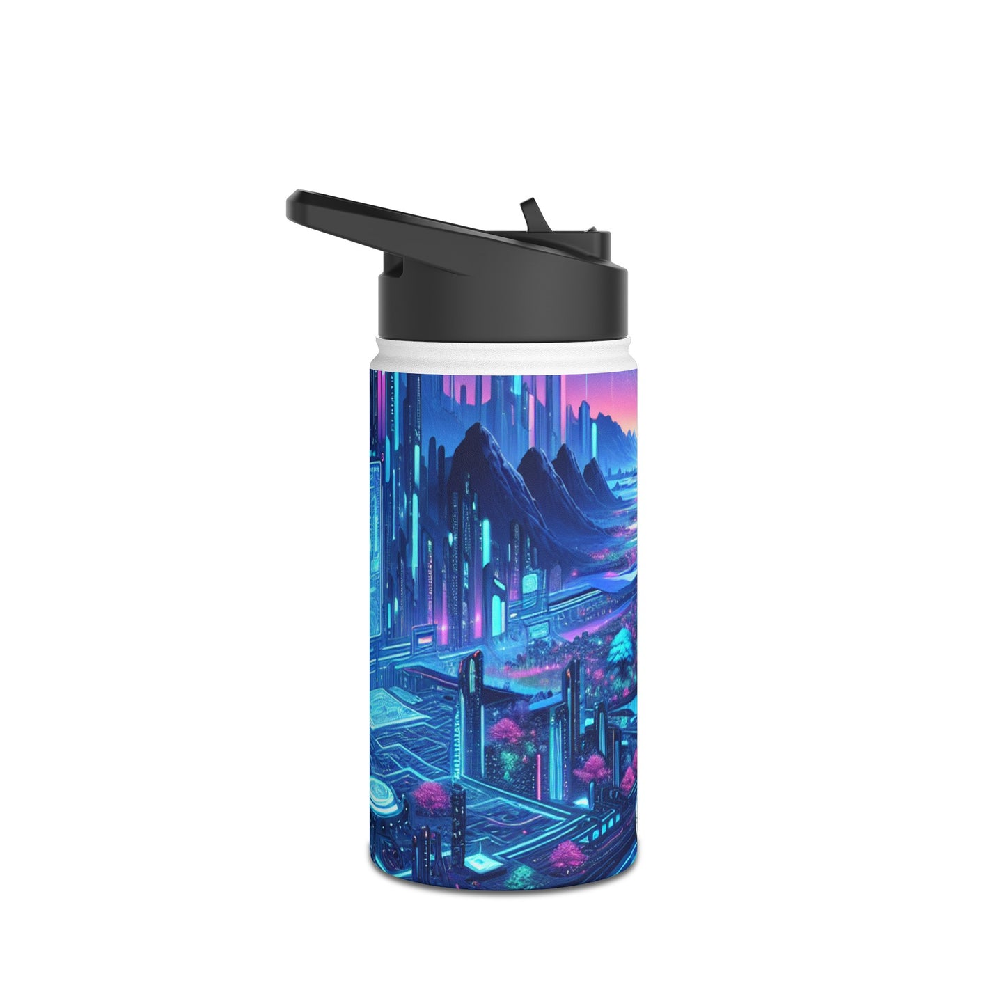 Futuristic Cityscape Water Bottle