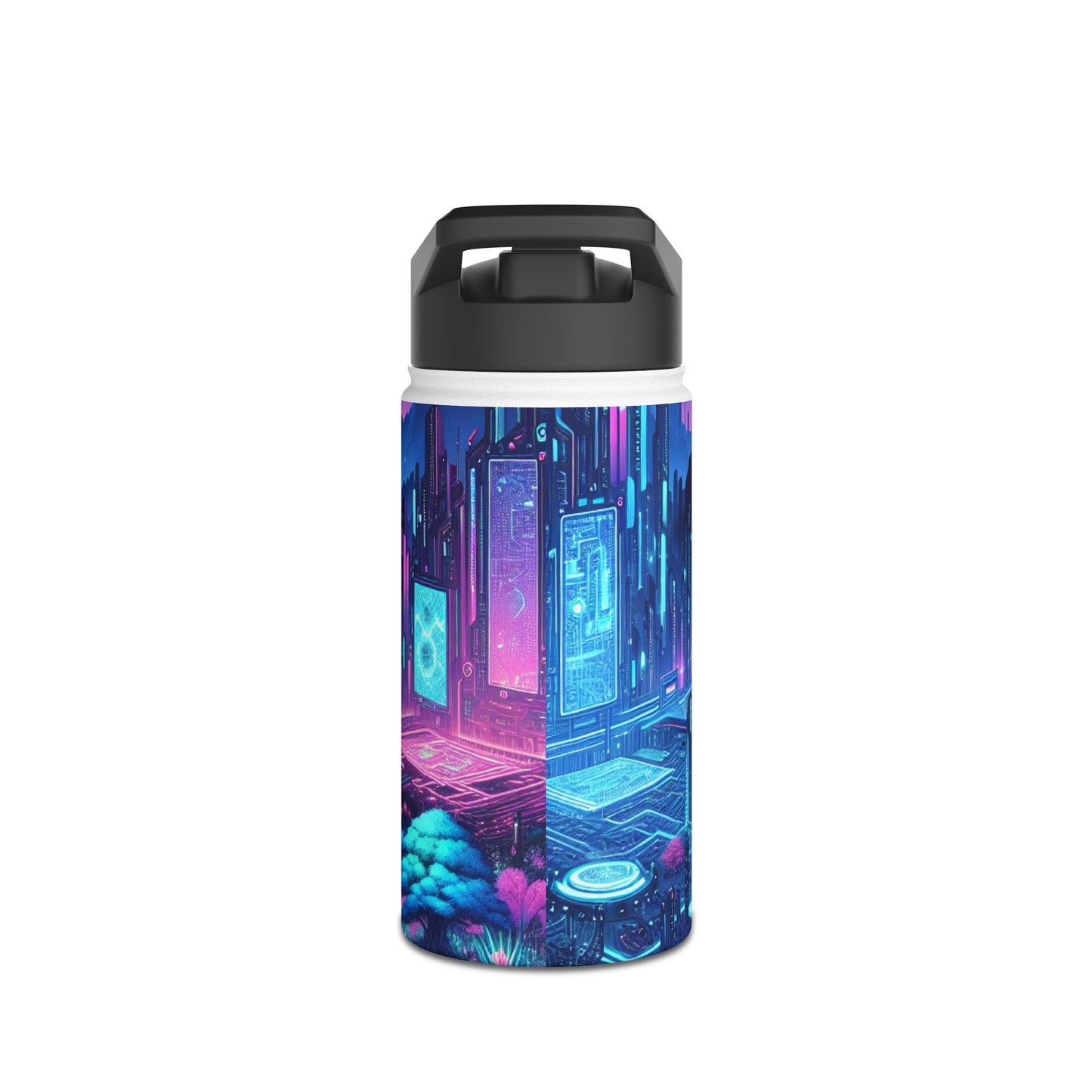 Futuristic Cityscape Water Bottle