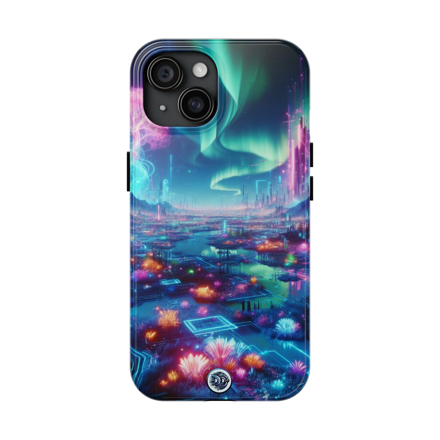 Futuristic Neon Cityscape Phone Case