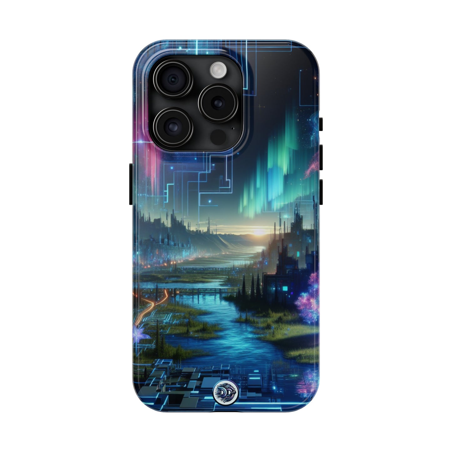 Cyber Aurora Cityscape Phone Case