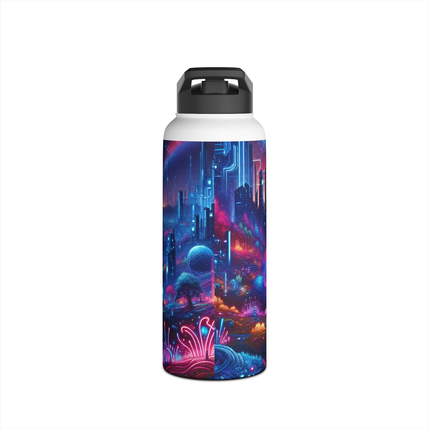 Futuristic Cityscape Water Bottle