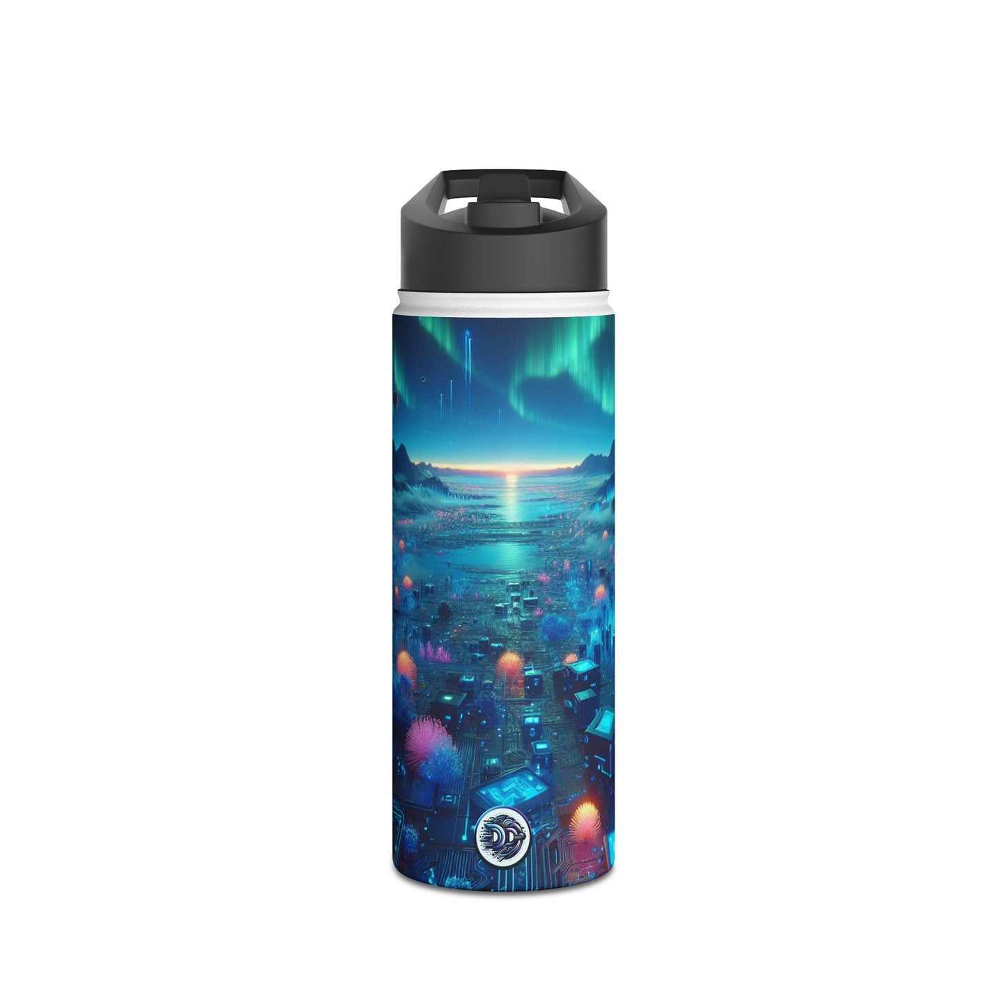 Futuristic Cityscape Water Bottle