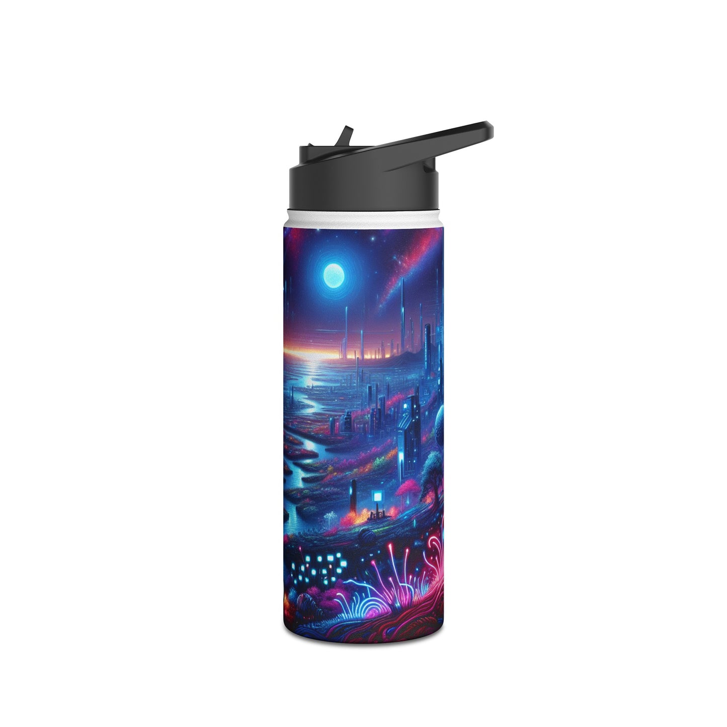 Futuristic Cityscape Water Bottle