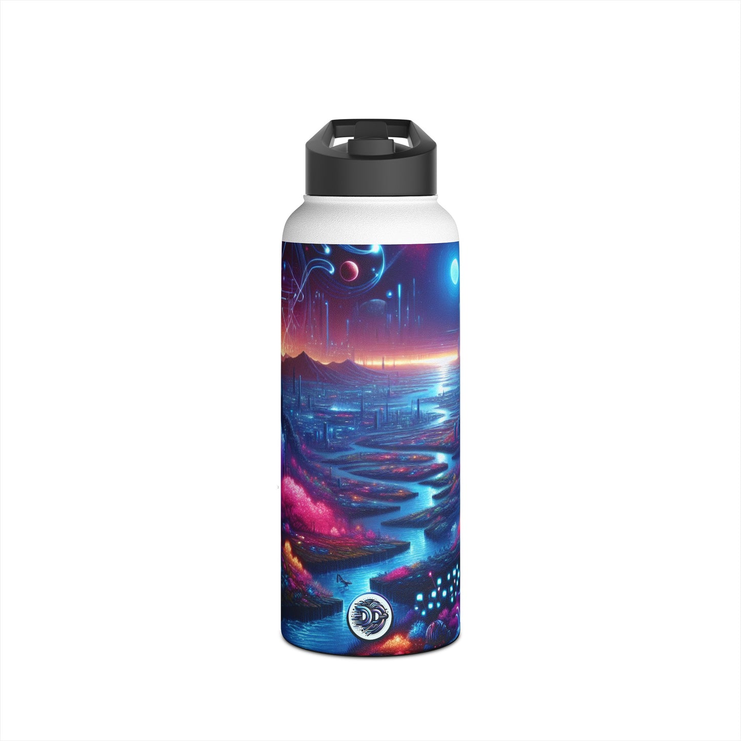 Futuristic Cityscape Water Bottle