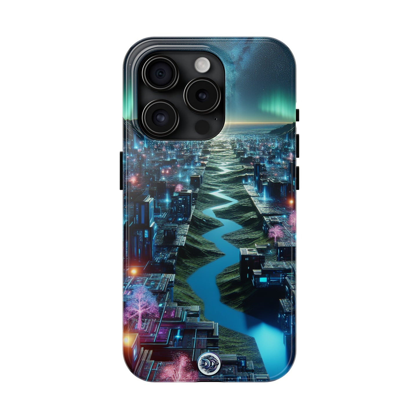 Futuristic Cityscape Aurora Phone Case