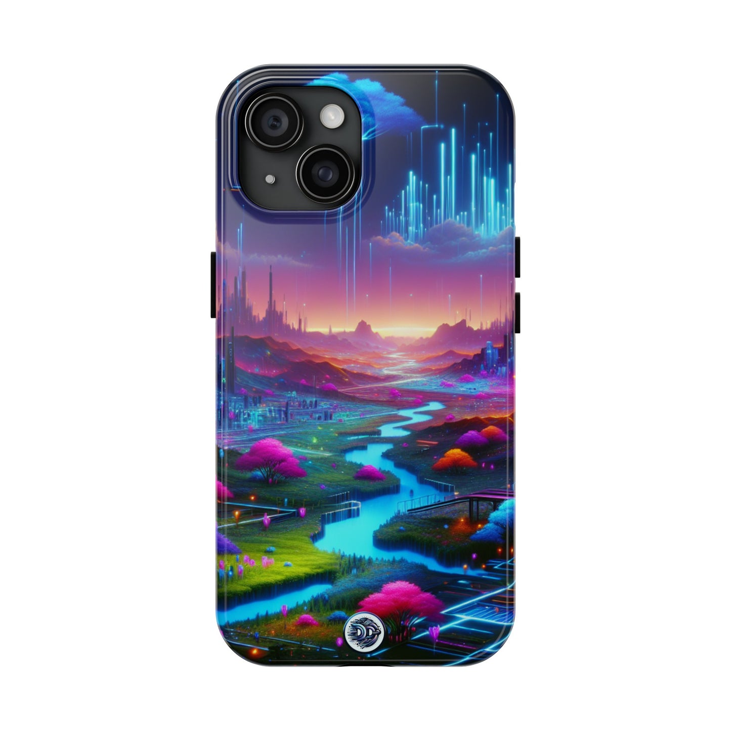 Futuristic Cityscape Neon Phone Case