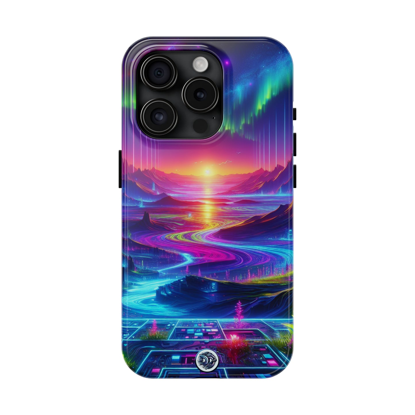 Neon Sunset Cyber Landscape Case