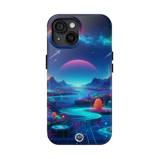 Vibrant Neon Sci-Fi Landscape Case