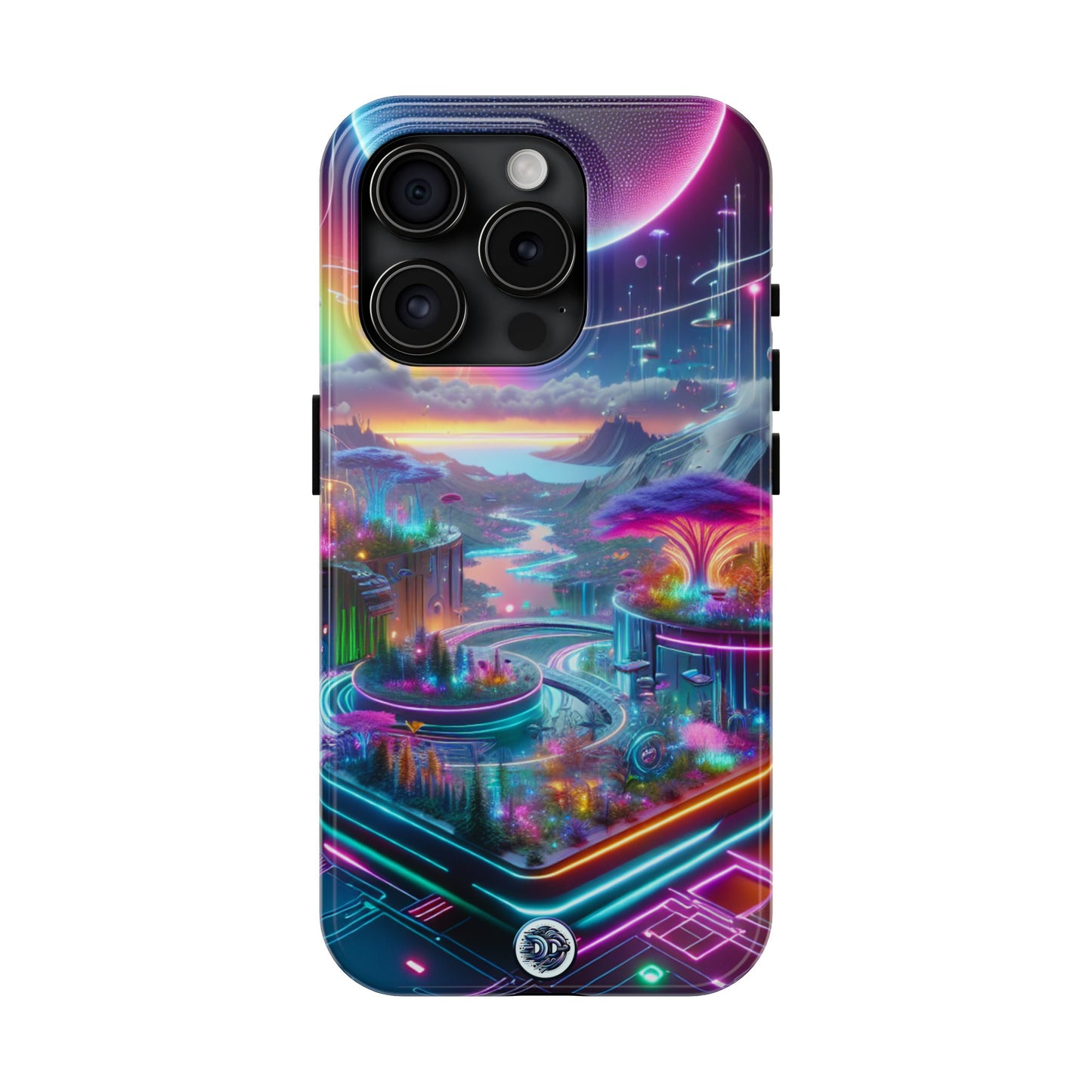 Futuristic Neon Landscape Phone Case