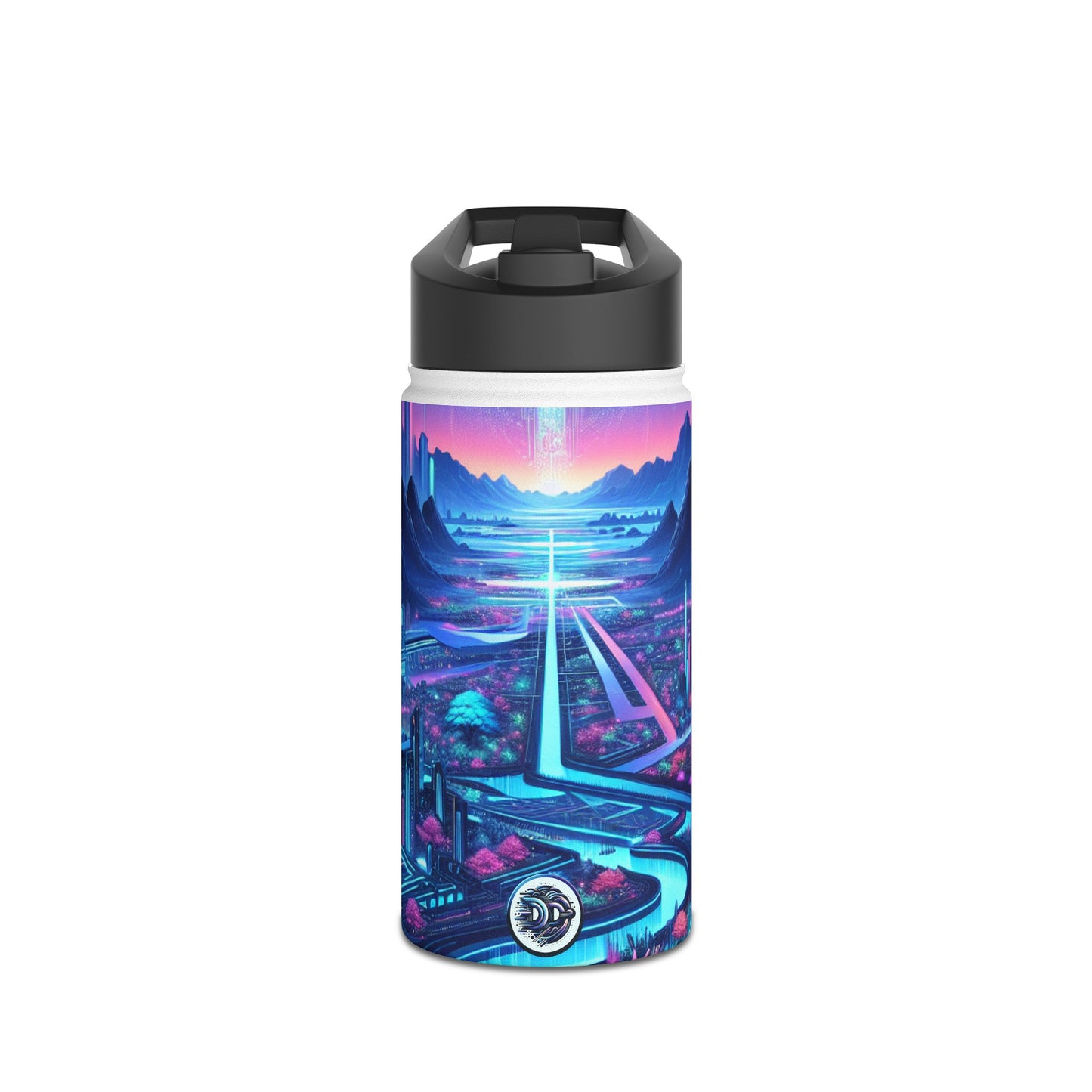 Futuristic Cityscape Water Bottle
