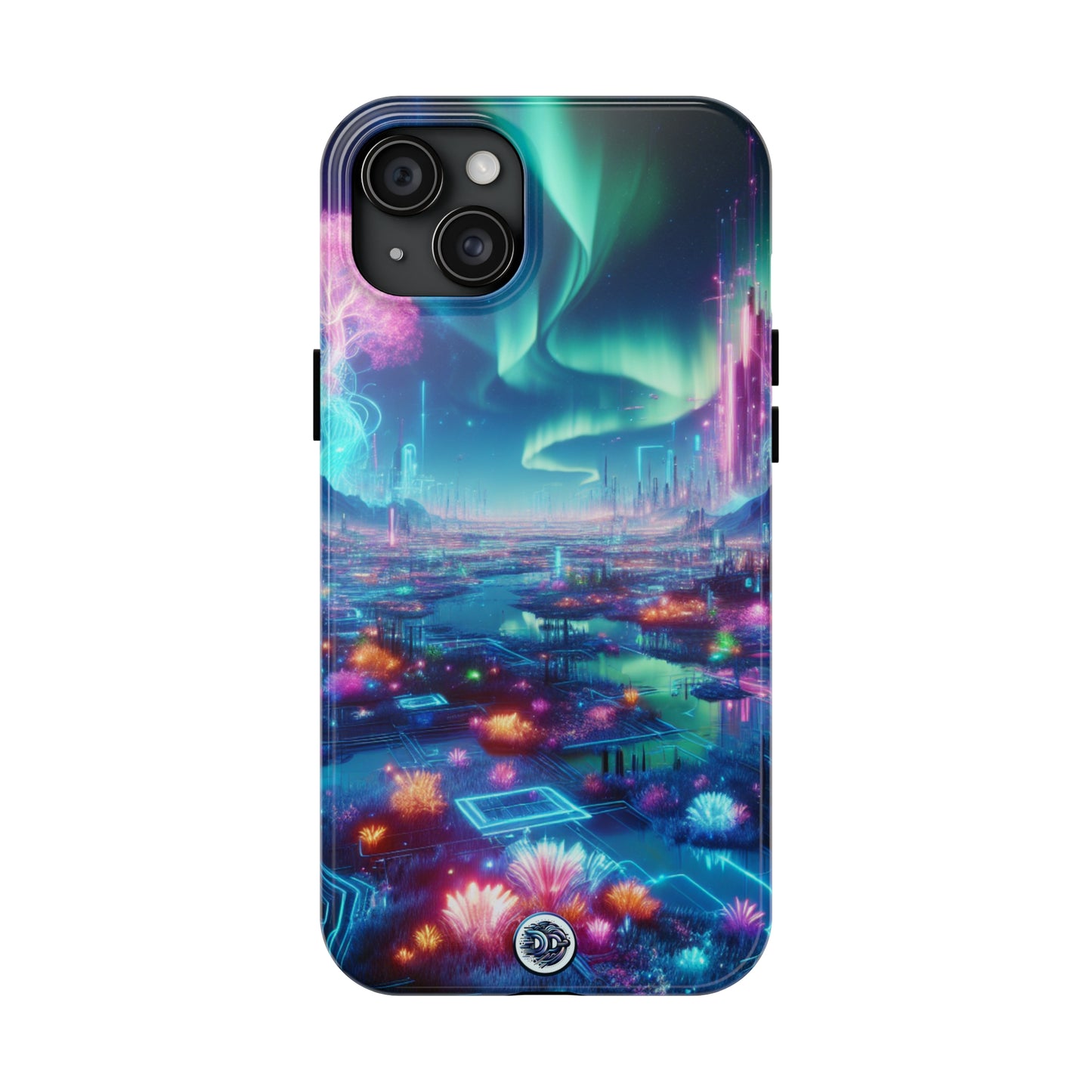 Futuristic Neon Cityscape Phone Case