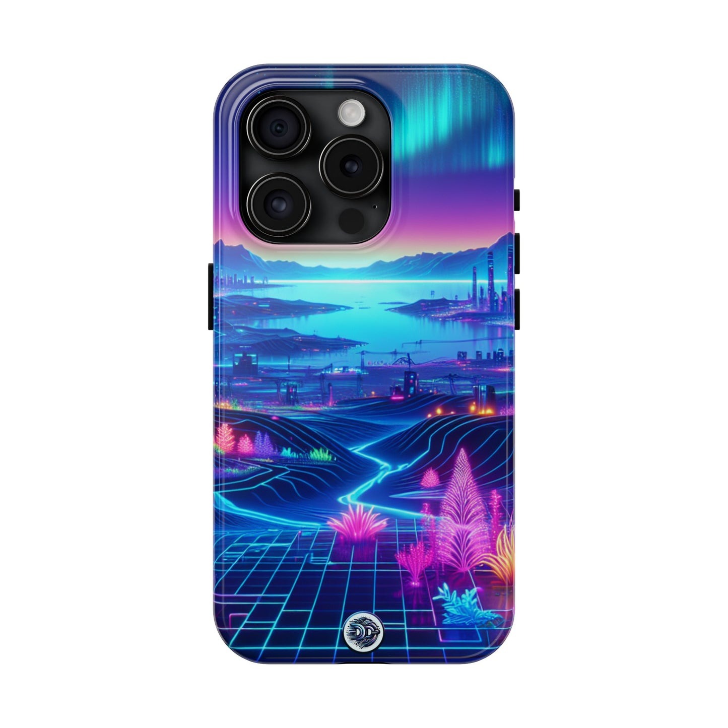 Neon Aurora Cityscape Phone Case