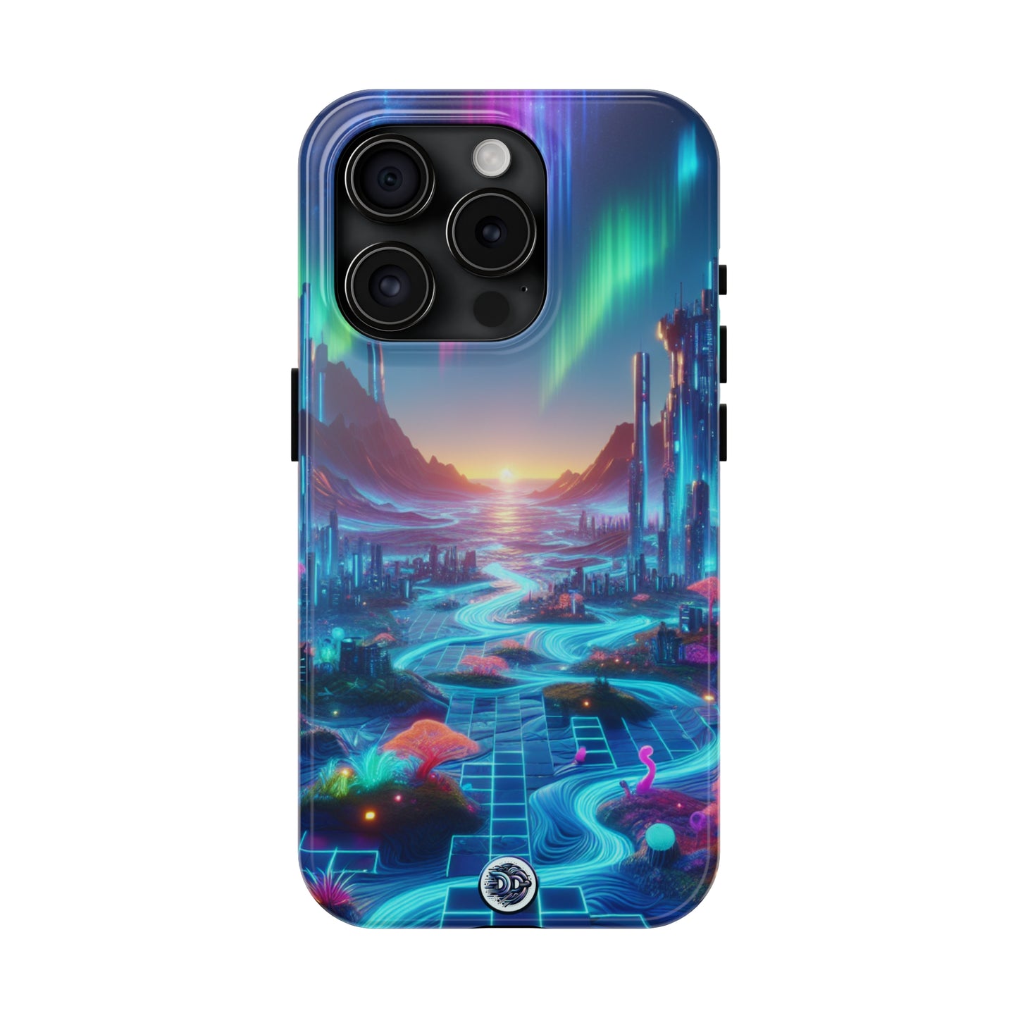 Futuristic Aurora Cityscape Phone Case
