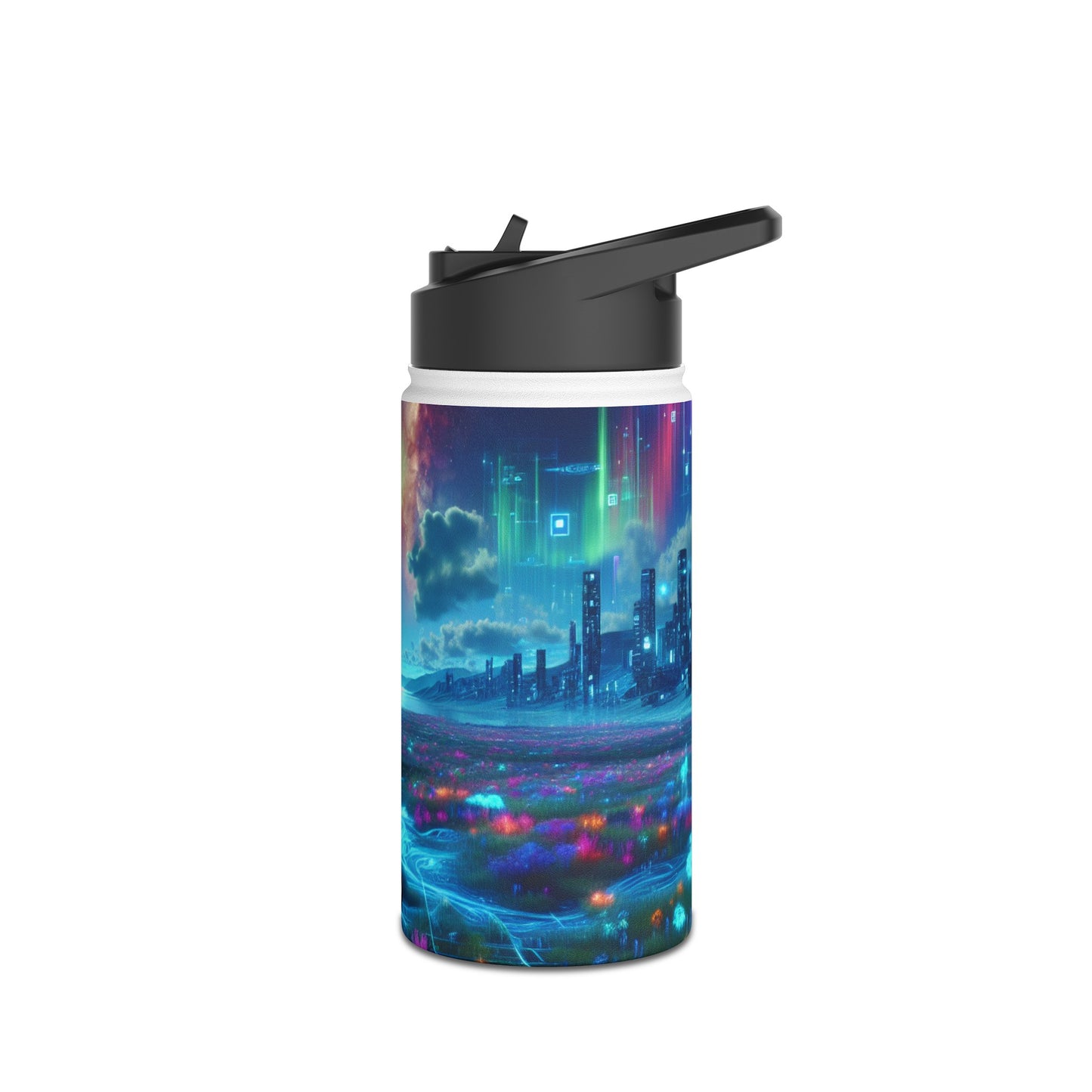 Futuristic Cityscape Water Bottle