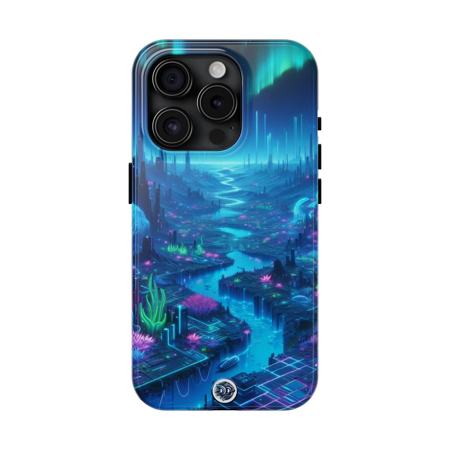 Cyber Aurora Cityscape Phone Case