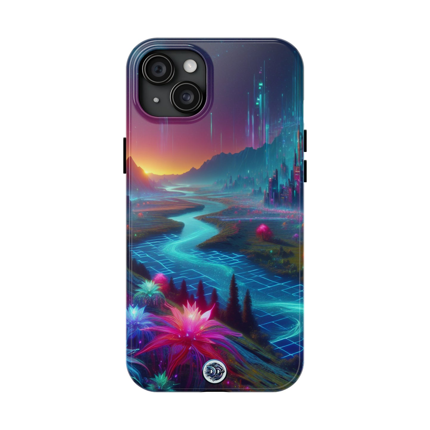 Futuristic Cityscape Neon Phone Case