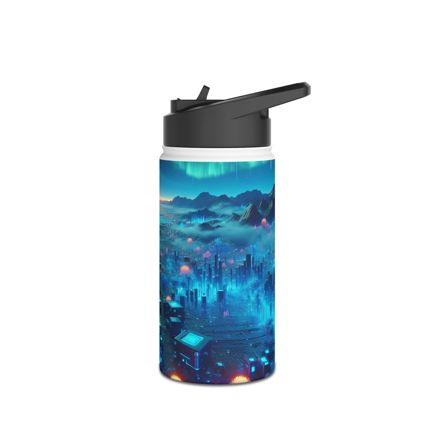 Futuristic Cityscape Water Bottle