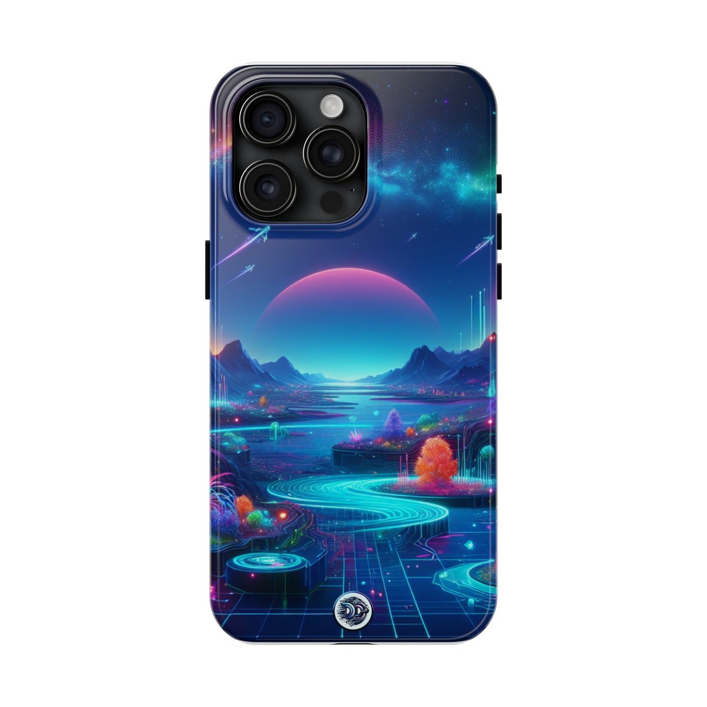 Vibrant Neon Sci-Fi Landscape Case