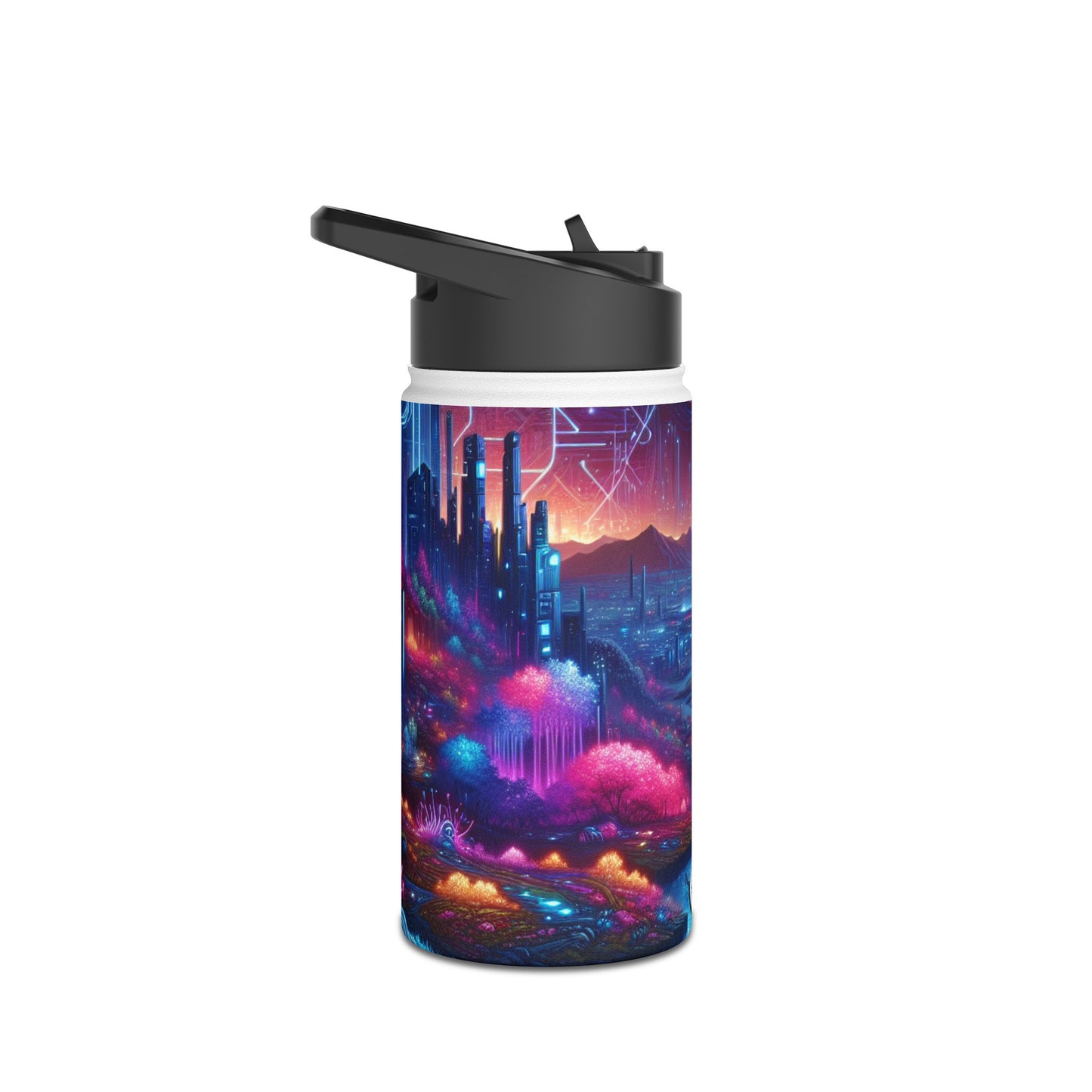 Futuristic Cityscape Water Bottle