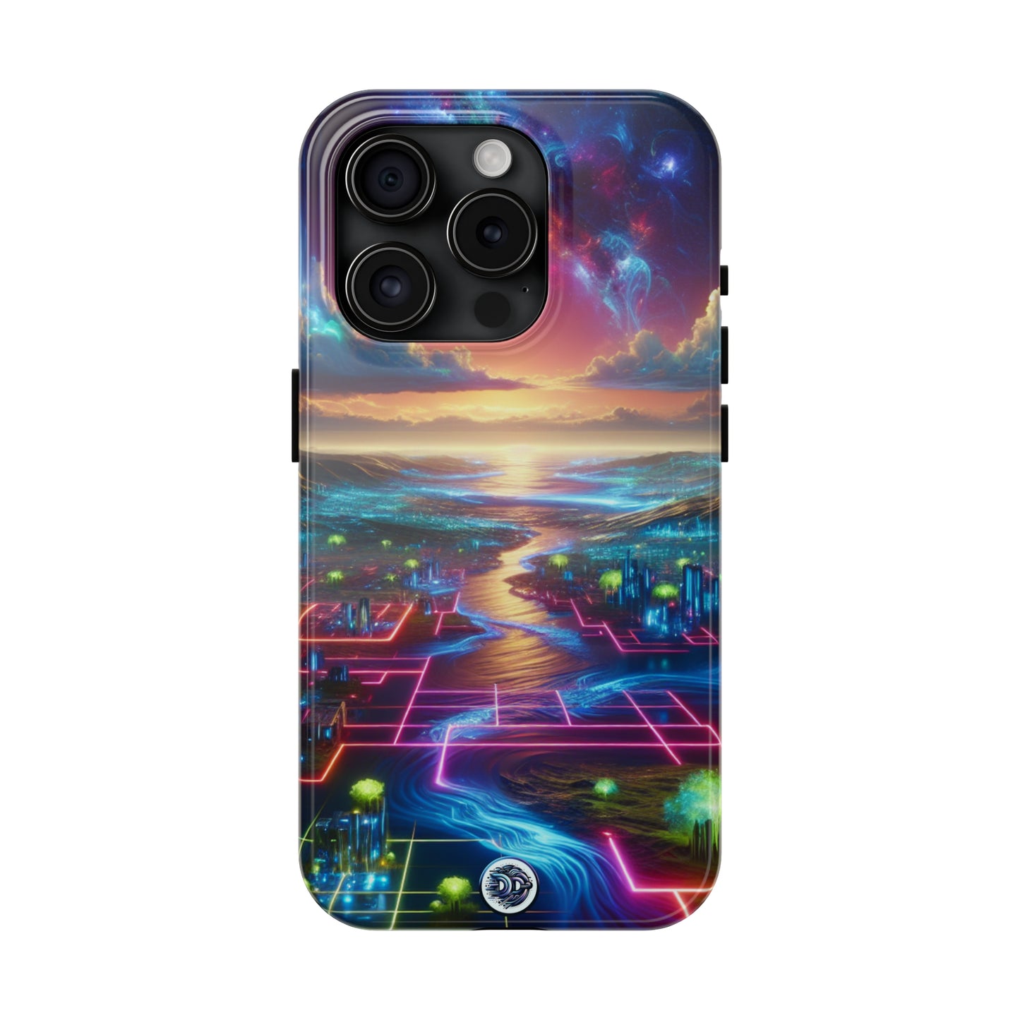 Futuristic Neon Landscape Phone Case