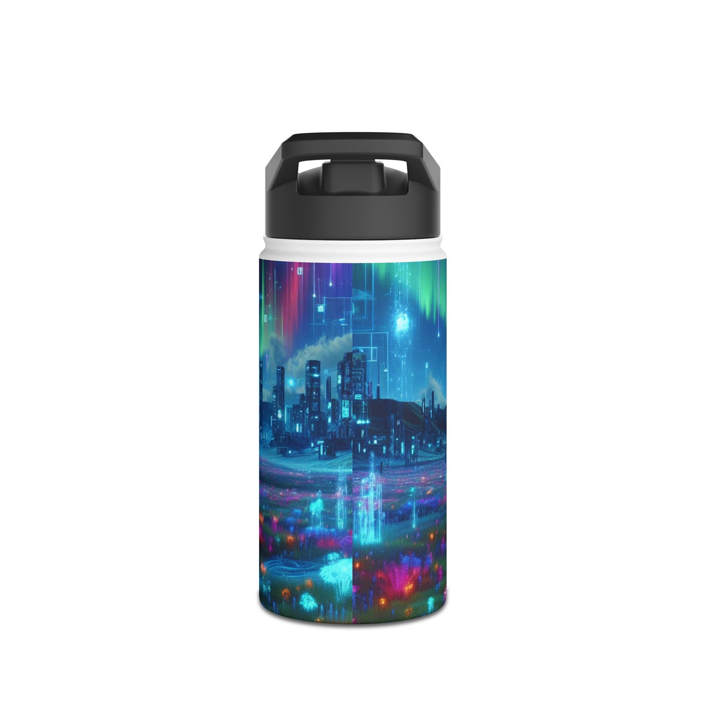 Futuristic Cityscape Water Bottle