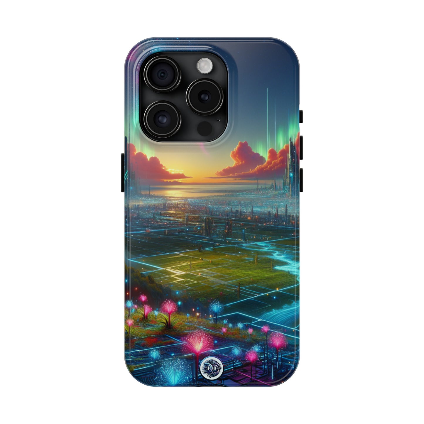 Futuristic Cityscape Aurora Phone Case
