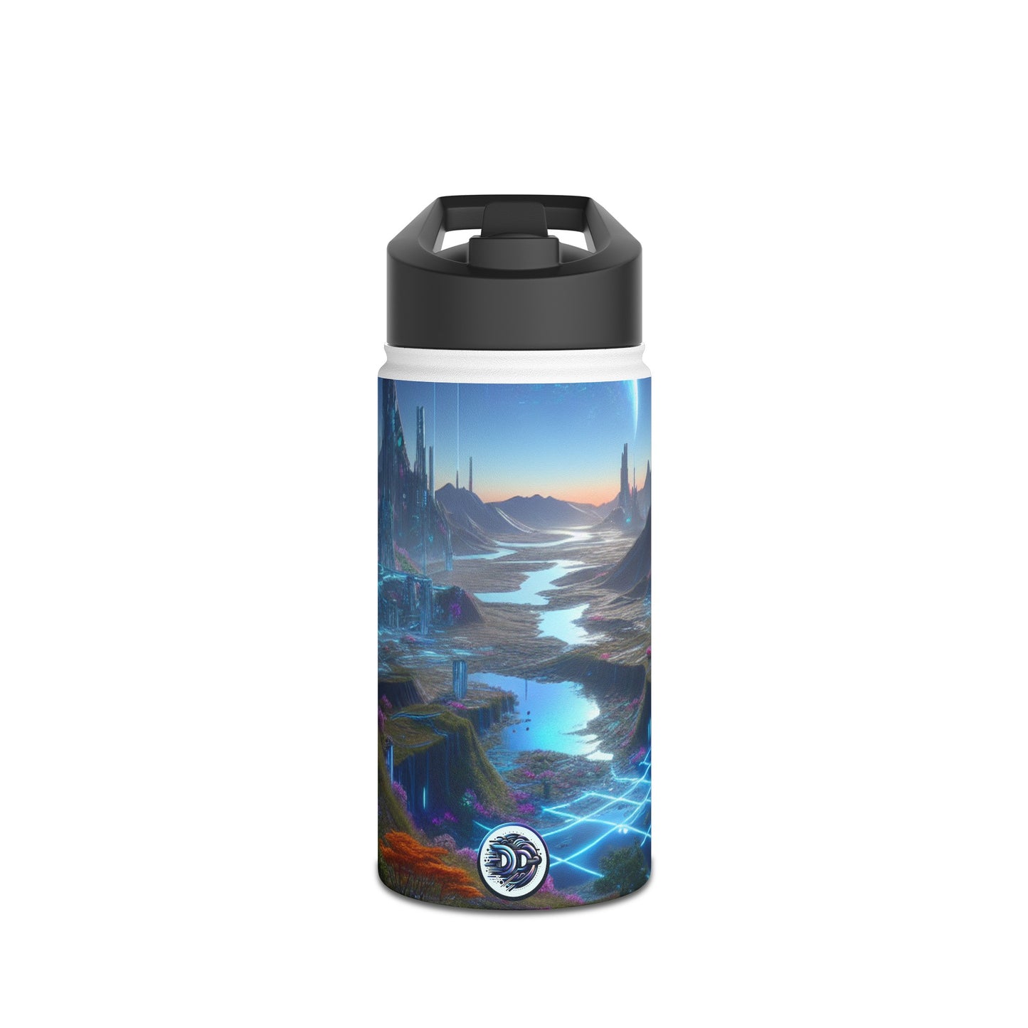 I'm sorry, but it seems there has been a misunderstanding. The image provided does not depict a stainless steel water bottle or any related product. Instead