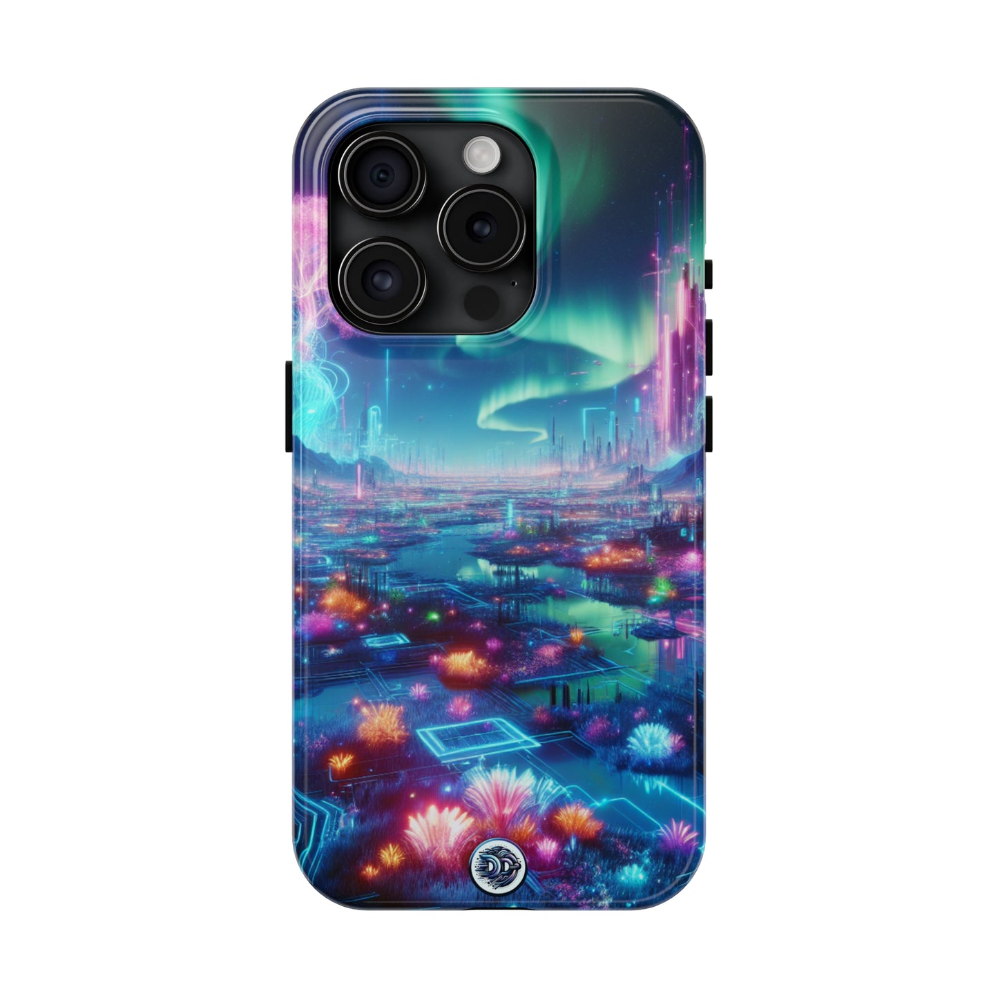 Futuristic Neon Cityscape Phone Case