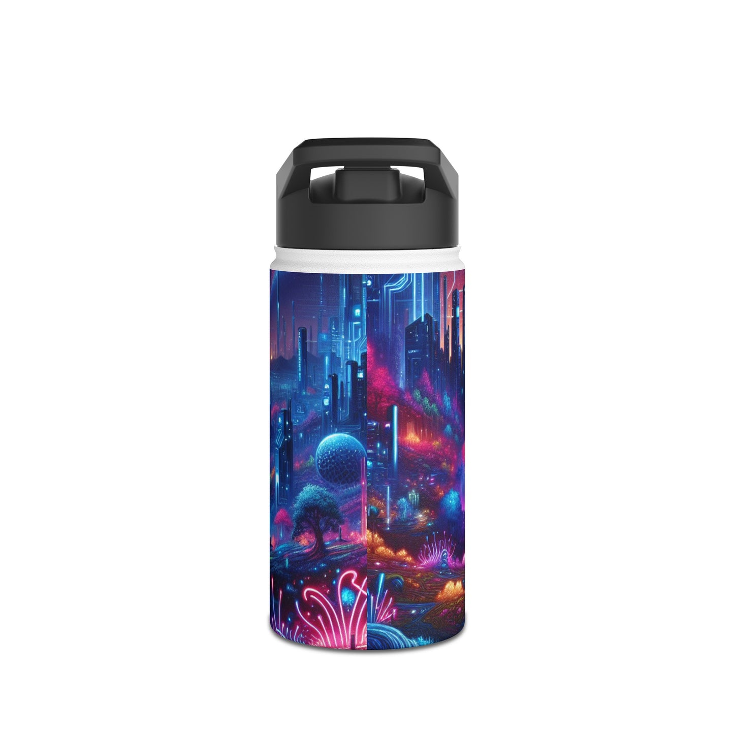 Futuristic Cityscape Water Bottle