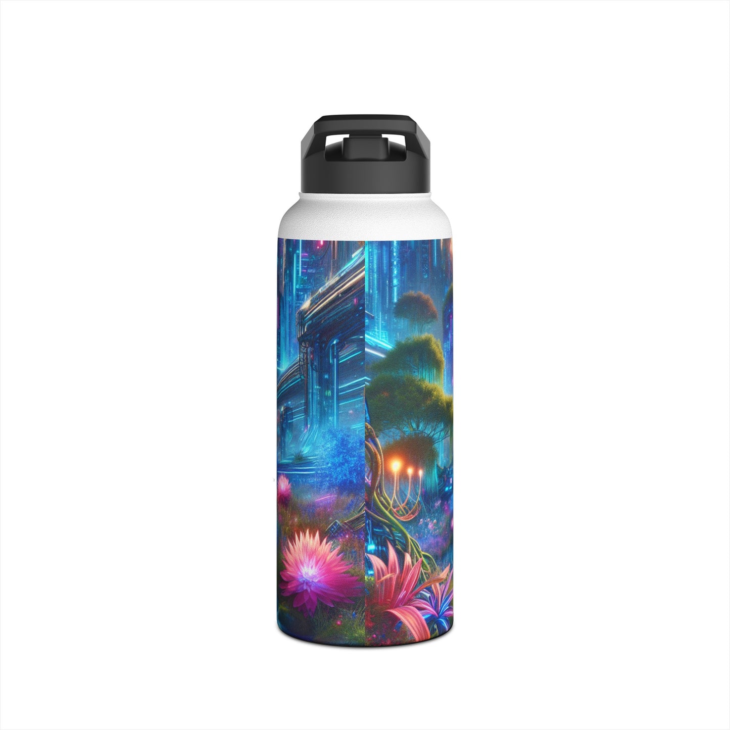 Futuristic Cityscape Water Bottle