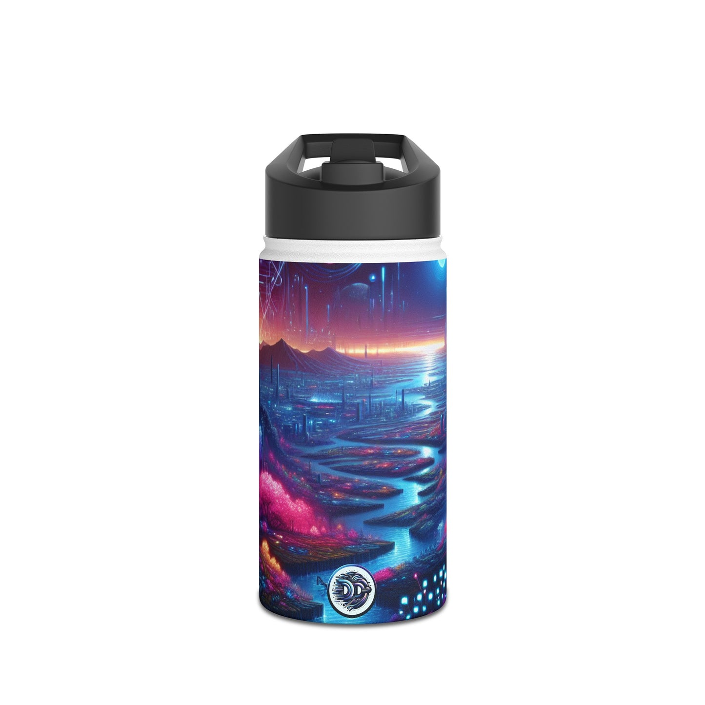 Futuristic Cityscape Water Bottle