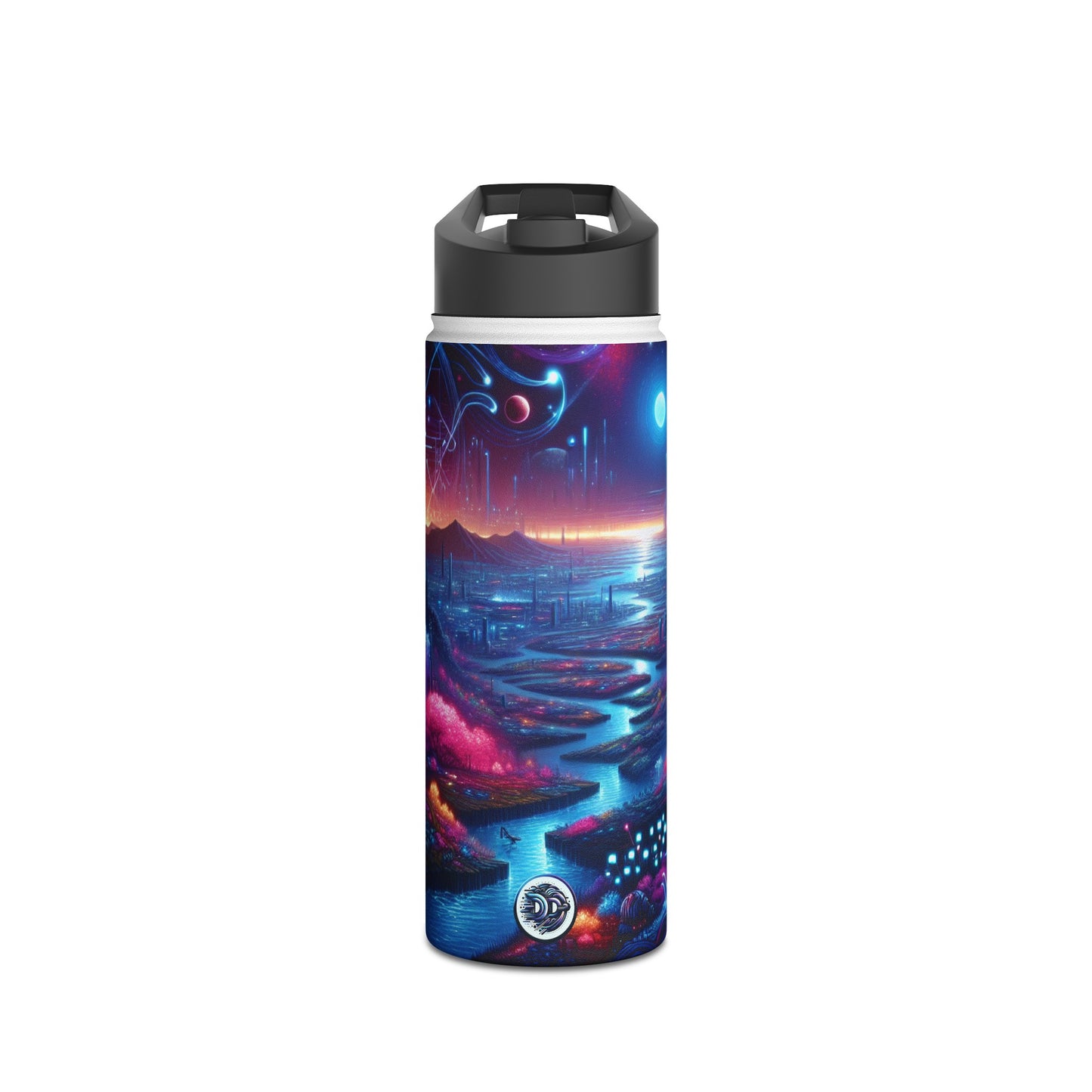 Futuristic Cityscape Water Bottle