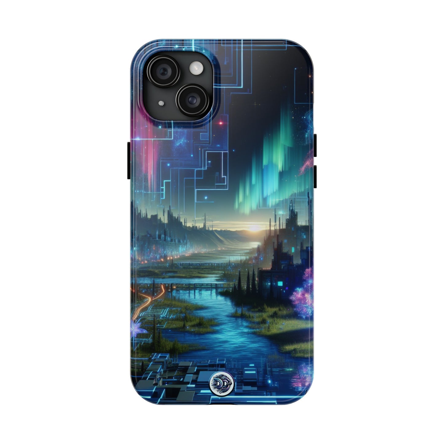 Cyber Aurora Cityscape Phone Case